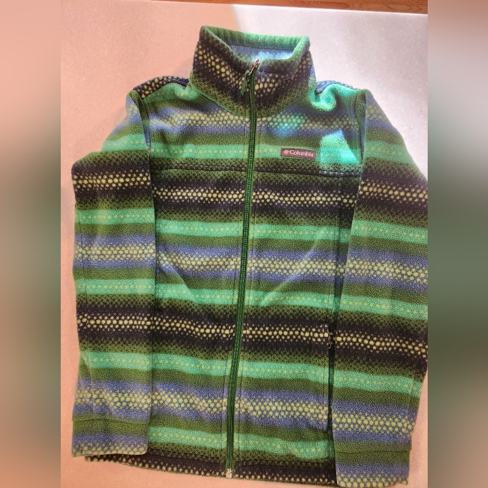 Youth medium Columbia green fleece zip up jacket boys